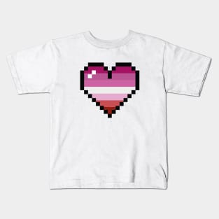 Lesbian 8 bit heart Kids T-Shirt